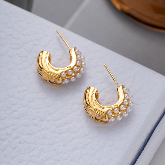 ZJX-169 Pearl Bali – Elegant Korean Style Earrings, Stylish Fashion Jewellery For Women - Golden