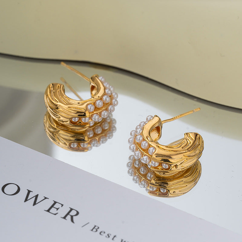 ZJX-169 Pearl Bali – Elegant Korean Style Earrings, Stylish Fashion Jewellery For Women - Golden