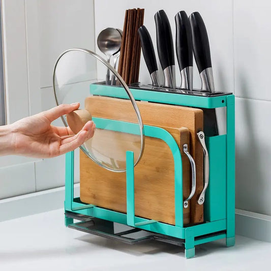 Wall mounted stainless steel knife holder with glass pot lit