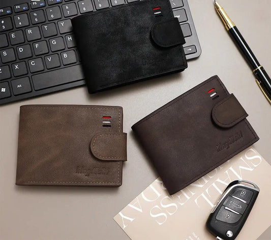 men's Brown leather coin purse multi-card wallet