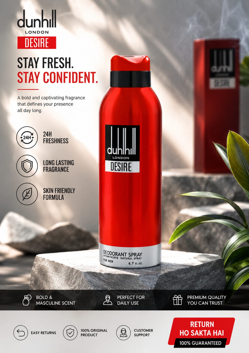 Dunhill Desire Deodorant Spray for Men | 24H Long Lasting Freshness