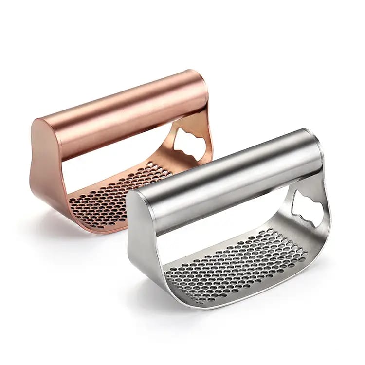Stainless steel garlic press for kitchen use