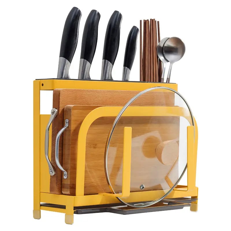 Wall mounted stainless steel knife holder with glass pot lit